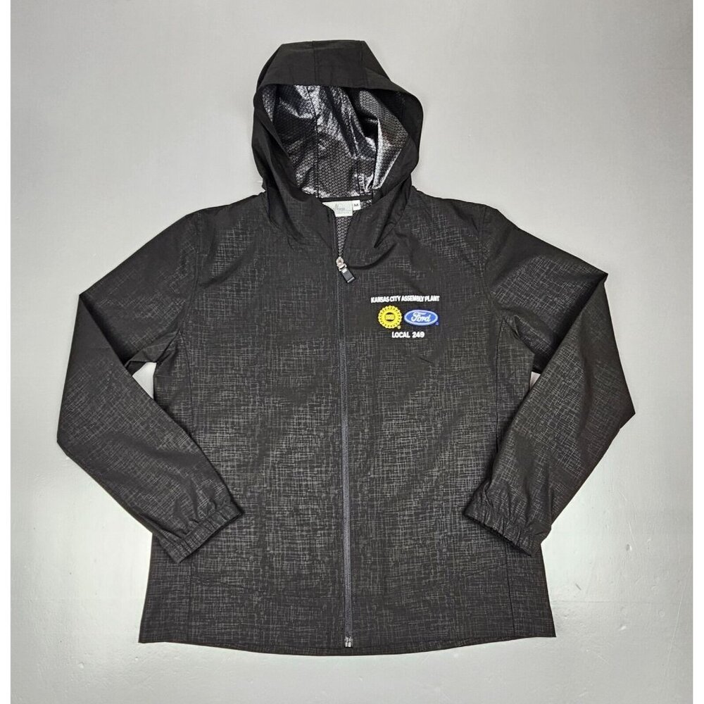 Ford Motor Company‎ Jacket Mens Medium Black Hooded Local 249 AKWA Made In USA